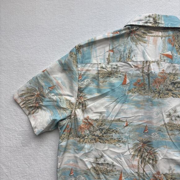 Thomas Sterling London Men Large Hawaiian Shirt Aloha Sailboat Palm Tree AOP - Picture 13 of 16